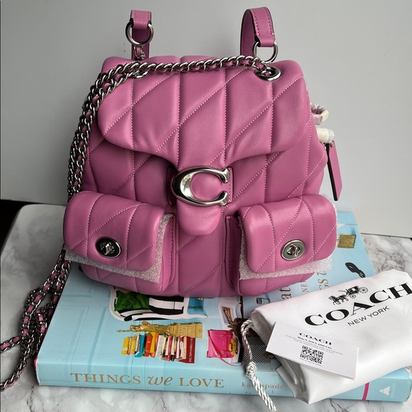 Coach Tabby Backpack with Pillow Quilting in Silver/Fuschia Nappa Leather NWT - Picture 17 of 17